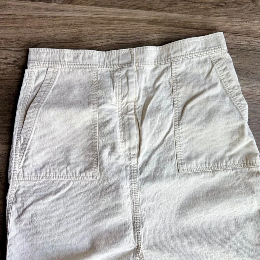 J.Crew 8 White Ivory 100% Cotton Utility Skirt‎ Patch Pockets